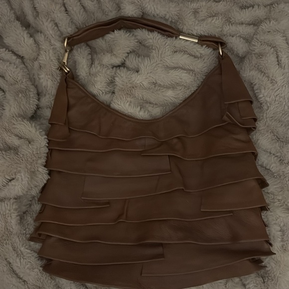 YVES SAINT LAURENT St. Tropez Hobo Ruffle Leather *AUTHENTIC* - Picture 3 of 12